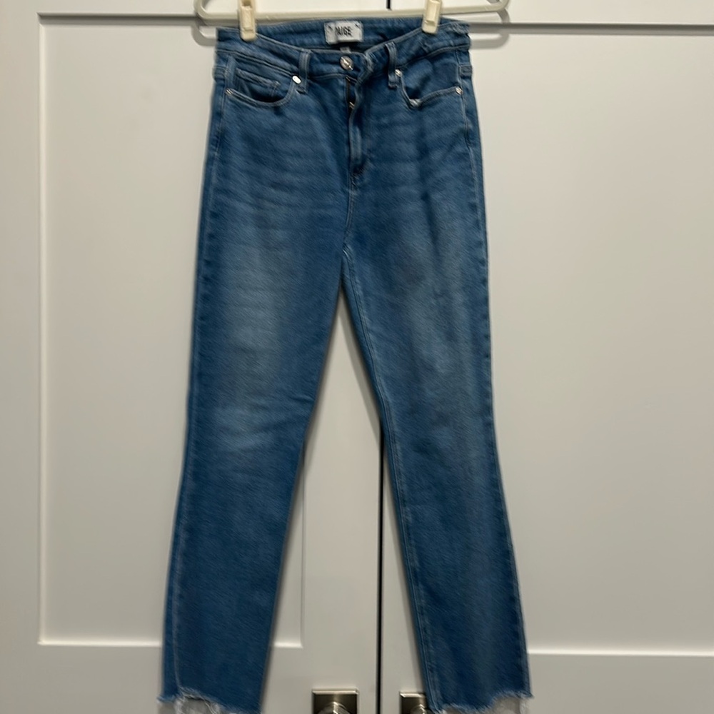 PAIGE Blue Straight Leg Cindy Crop Jeans